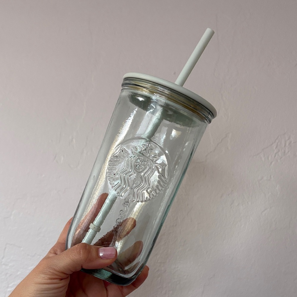 Starbucks Glass Tumbler with Lid and Straw